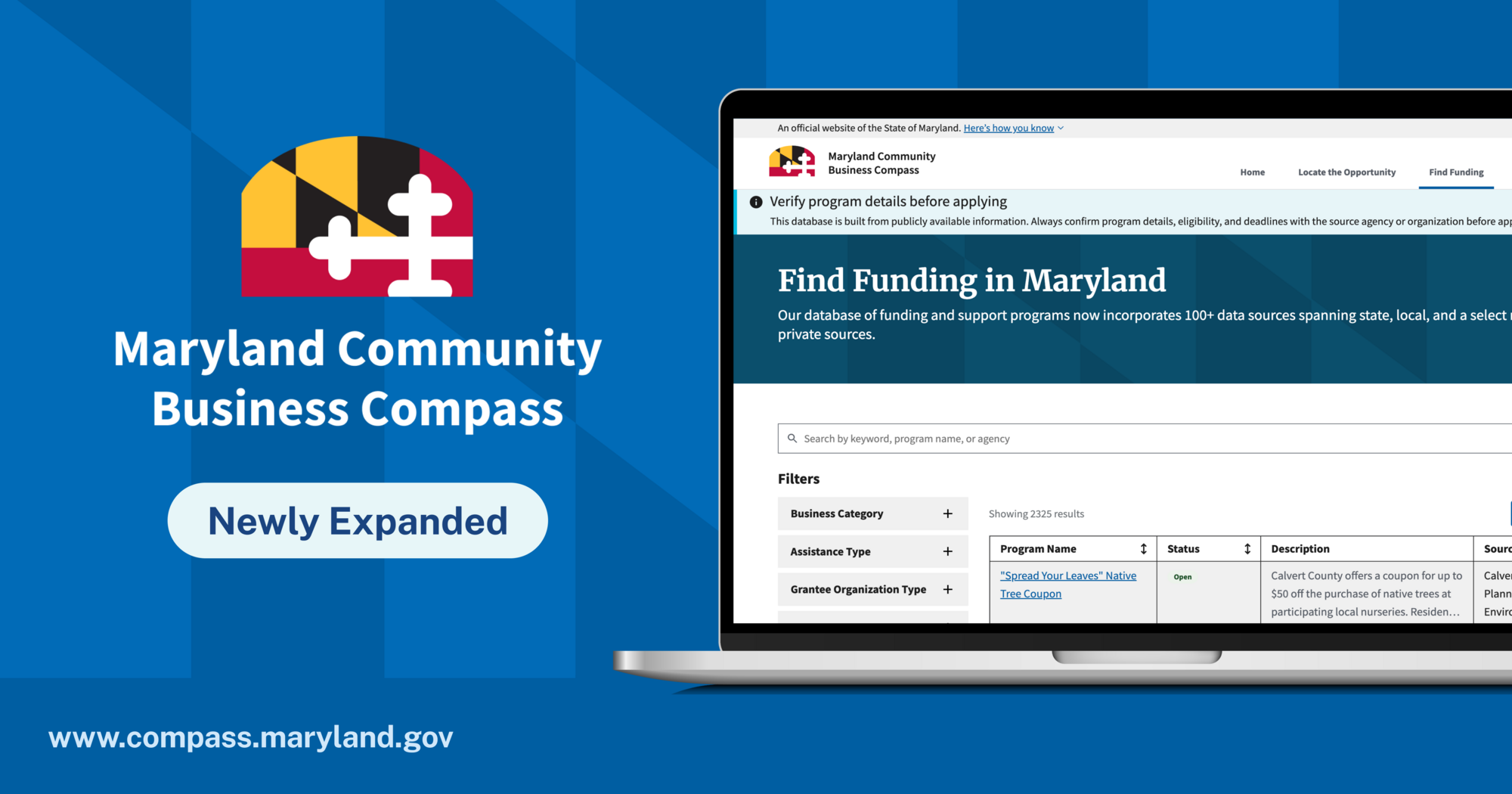 Maryland Community Business Compass Funding Database