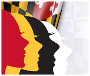 Women silhouette's in Maryland flag colors