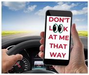 someone driving looking at their phone that says "Don't look at me that way."