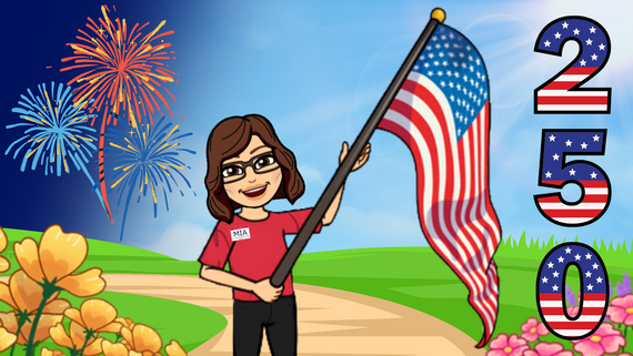 Character MIA with a US Flag and 250