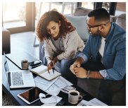 couple looking at finance