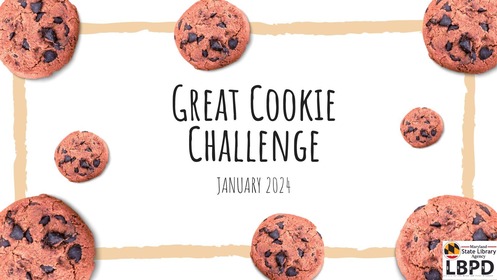 [Text]: Great Cookie Challenge January 2024 [Image]: Two chocolate chip cookies