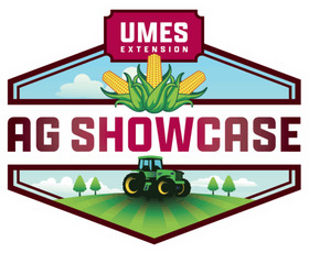 UMES Ag Showcase logo illustration with corn, tractor, trees and crop field