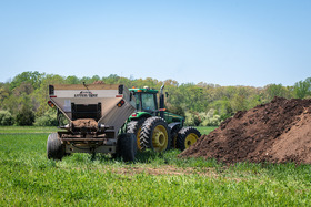  Farm equipment is readied to spread poultry manure on a fall planted cover crop field, copyright Edwin Remsberg 