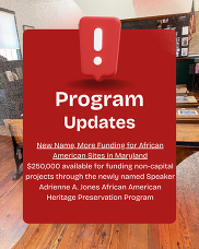 Graphic: $250k available for non-capital projects via the Speaker Adrienne A. Jones African American Heritage Program.