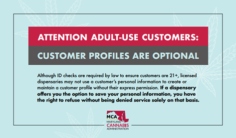 Alert notice for adult-use customers