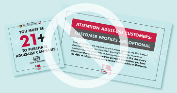 Old stickers that should be removed and replaced with new Cannabis Trusted Source signs