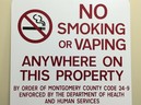 No smoking and Vaping sign for Montgomery County, MD
