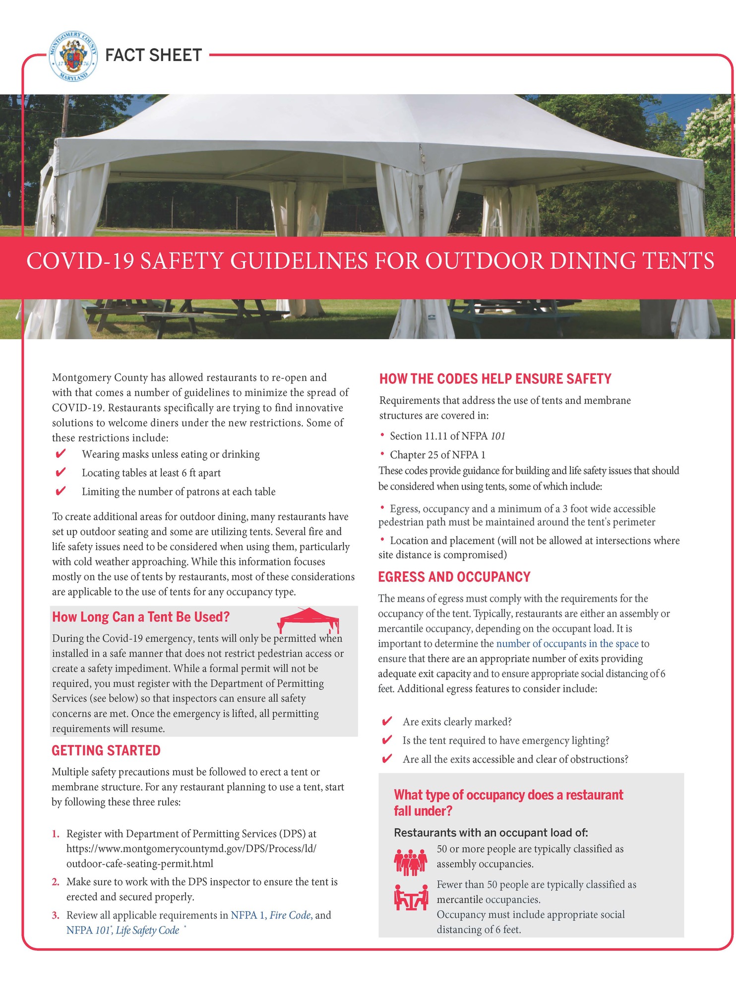 COVID19 safety guidelines for outdoor dining tents