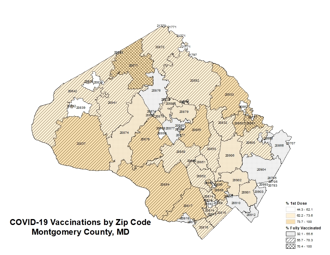 covid-19 vaccinations by zip code Montgomery County, MD