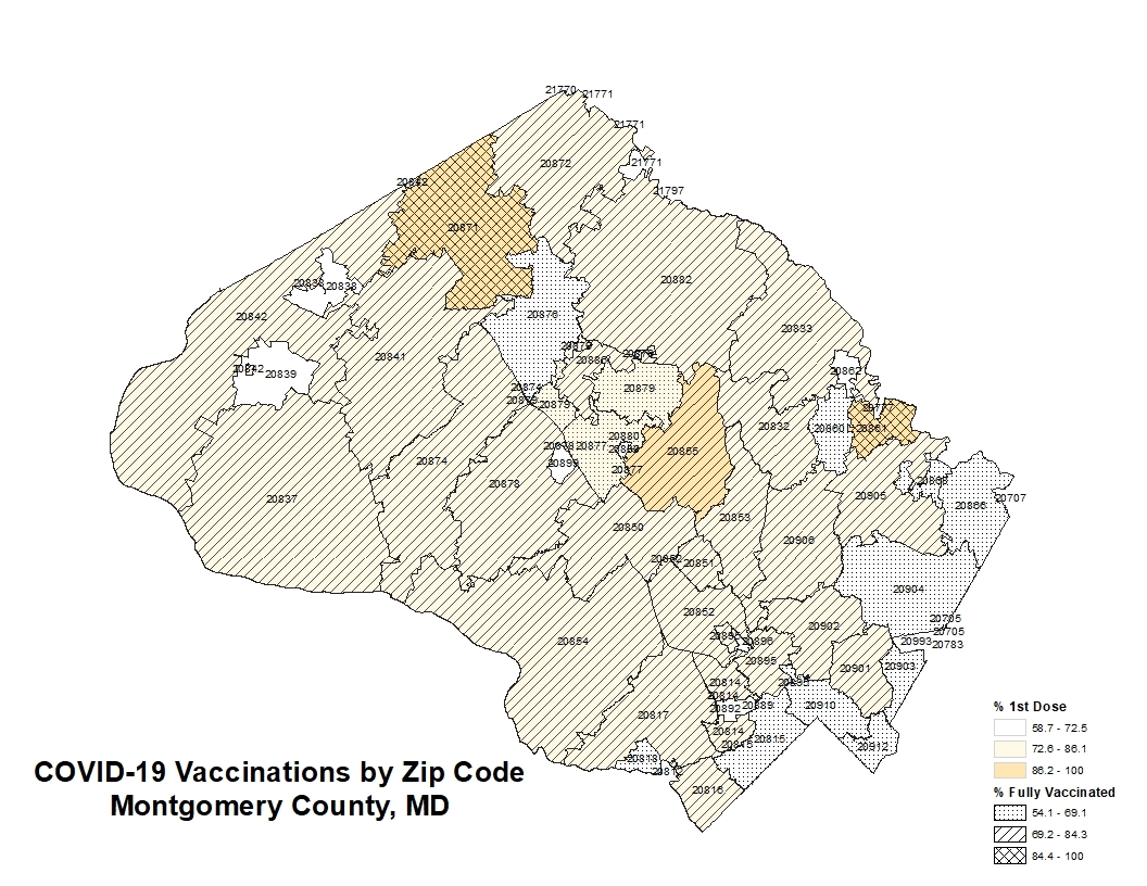 covid-19 vaccinations by zip code montgomery county, md