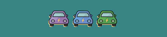 Three electric cars clip art