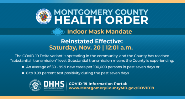 Mask Mandate reinstated November 20 at 12:01 AM