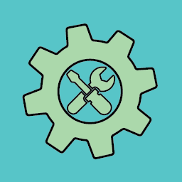 Clip art of a wheel and tools
