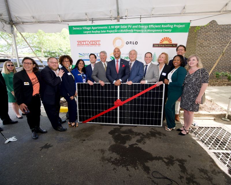 Group shot at the Seneca Village Solar Panel event. Photo Credit: Executive Office of the Governor.