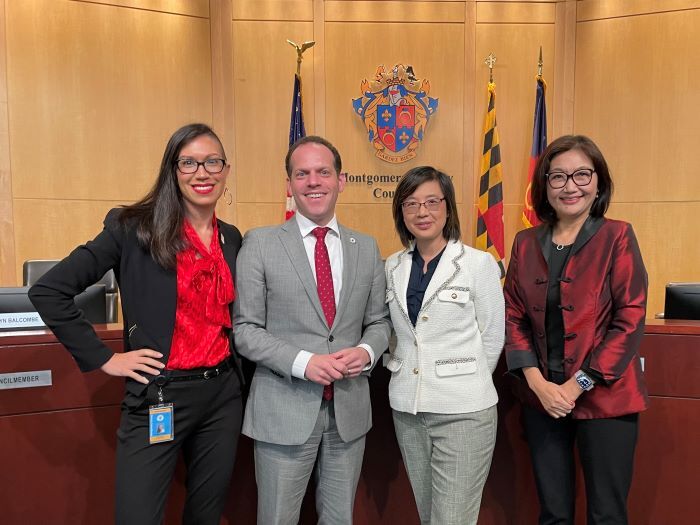 Council President Glass, Councilmember Mink, BOE Member Yang and Del. Qi celebrate AAPI Heritage Month at the County Council.