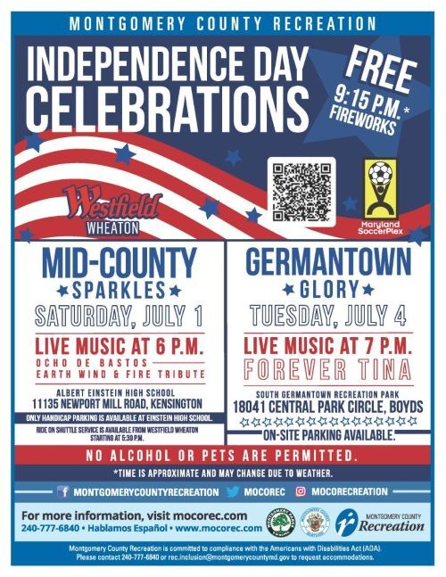 Montgomery County fireworks and Independence Day events schedule