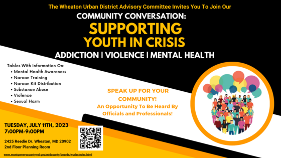 Wheaton Urban District to Hold Conversation on Tuesday, July 11, on ‘Supporting Youth in Crisis’  