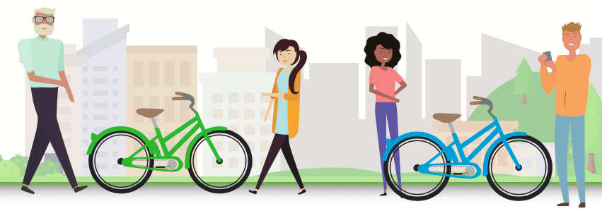 Animated image of people riding bikes.