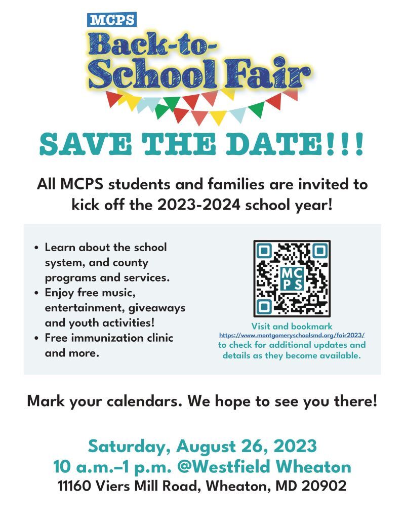 Flyer for the MCPS Back to School Fair.