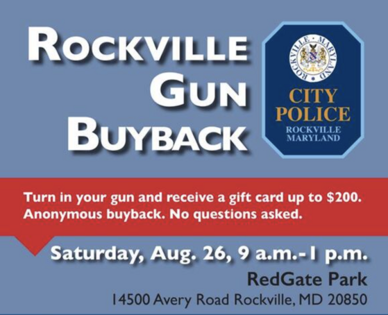 ‘Gun Buyback’ Event Will Be Held in Rockville on Saturday, Aug. 26, with Up to $200 in Gift Cards Awarded in Exchange 
