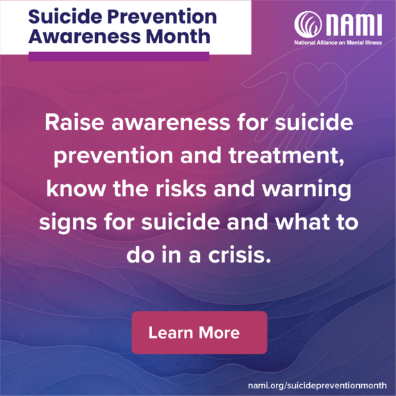 Infographic for Suicide Prevention Awareness Month. Credit: NAMI.