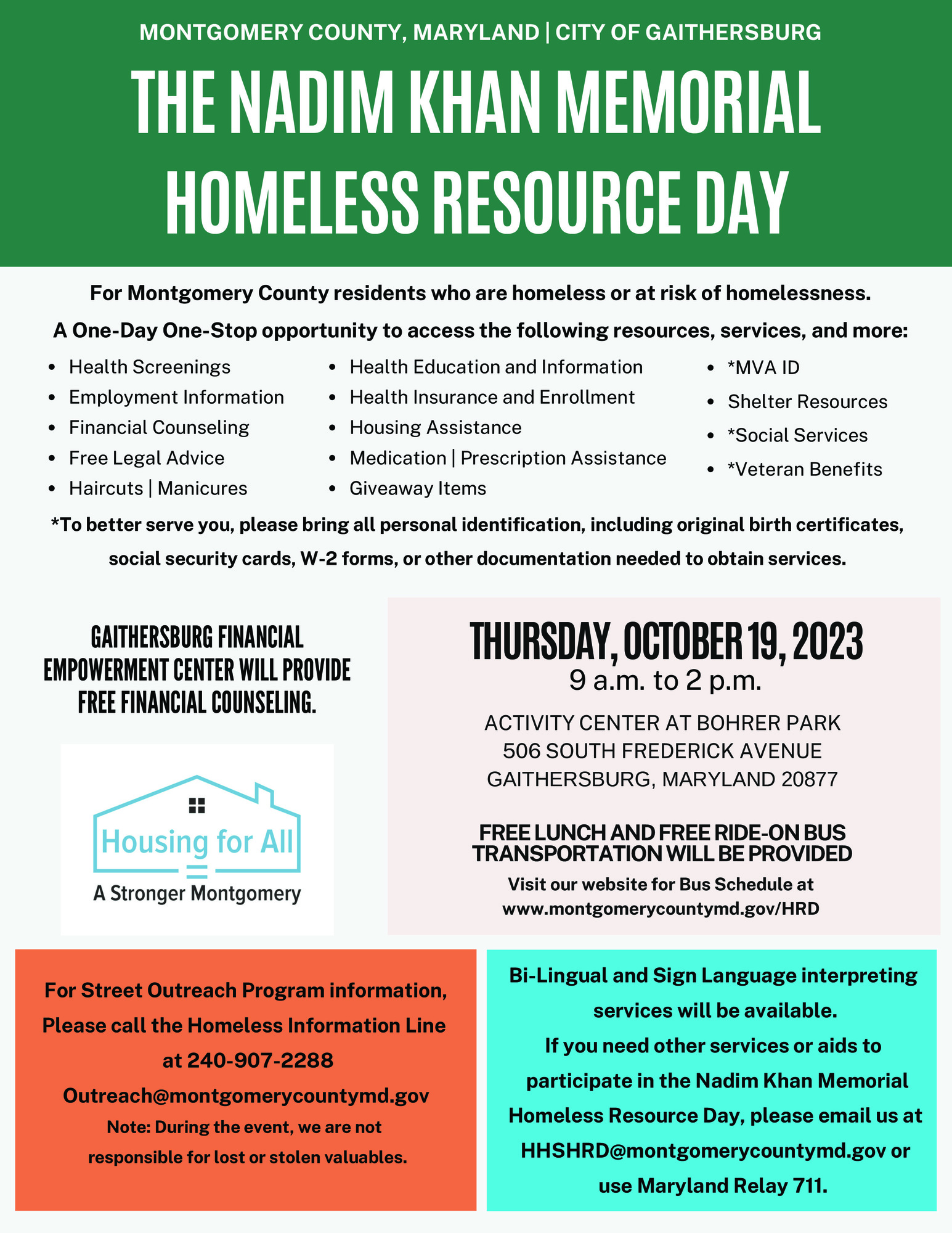 Homeless Resource Day Flyer Graphic ENGLISH