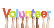 Volunteer graphic with hands holding letters