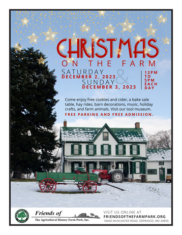 ‘Christmas on the Farm’ Will Show Off Holiday Festivities of Montgomery Agricultural History Farm Park on Dec. 2-3 