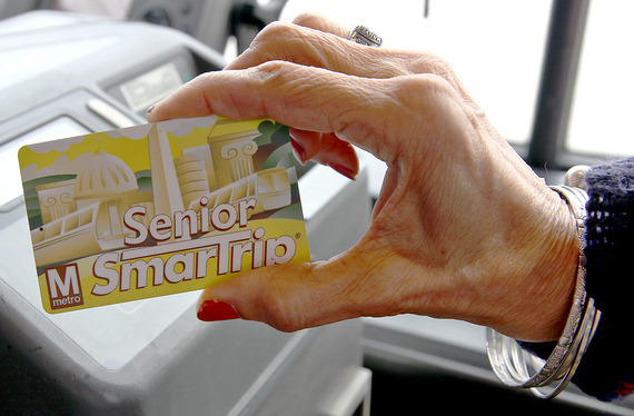 A picture of the gold senior SmarTrip card