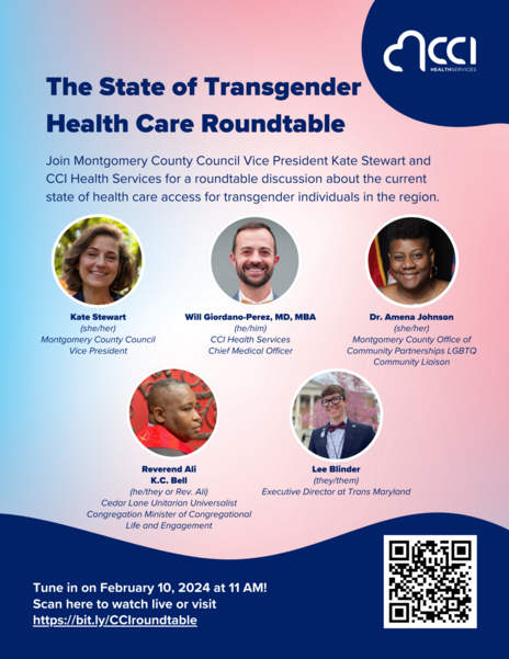 Flyer for CCI Roundtable on Transgender Healthcare