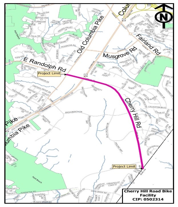 A Virtual Public Information Meeting Will be Held on the Cherry Hill Road Bikeway Project in Silver Spring on Tuesday, March 12  