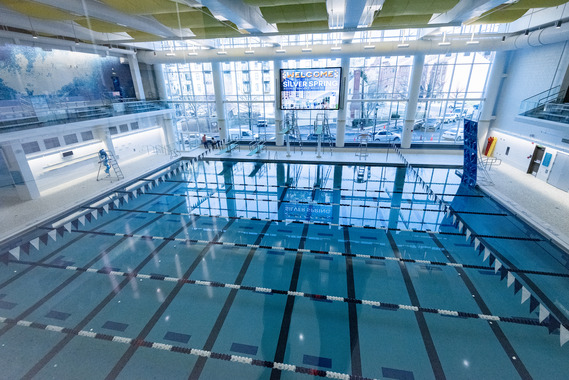 The Olympic sized swim pool at the Silver Spring Recreation and Aquatic Center