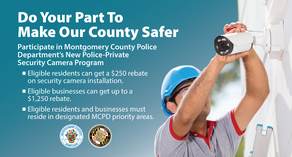 Security Camera Incentive Program infographic reading “Do your part to make our County safer.”
