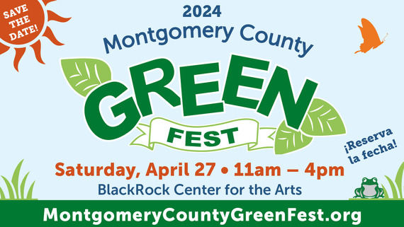 A save-the-date graphic for GreenFest with the date (Saturday, April 27), time (11-4), and location (BlackRock Center for the Arts)