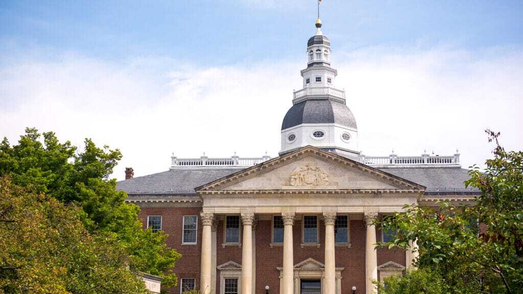 A photo of the Maryland capitol building in Annapolis