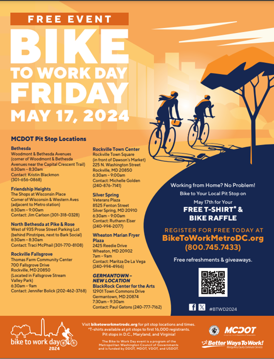Washington Region’s Annual ‘Bike to Work Day’ Will Ride on Friday, May 17 