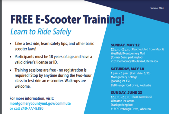 Free Electric Scooter Clinics for Those 18-and-Older to be Held in May and June  