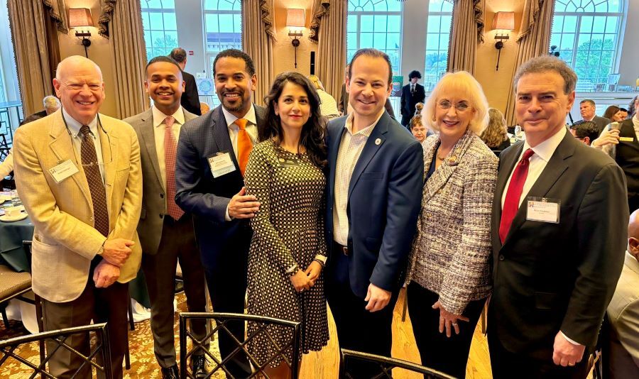 Council President Friedson poses with elected and community leaders at the Autism After 21 breakfast.