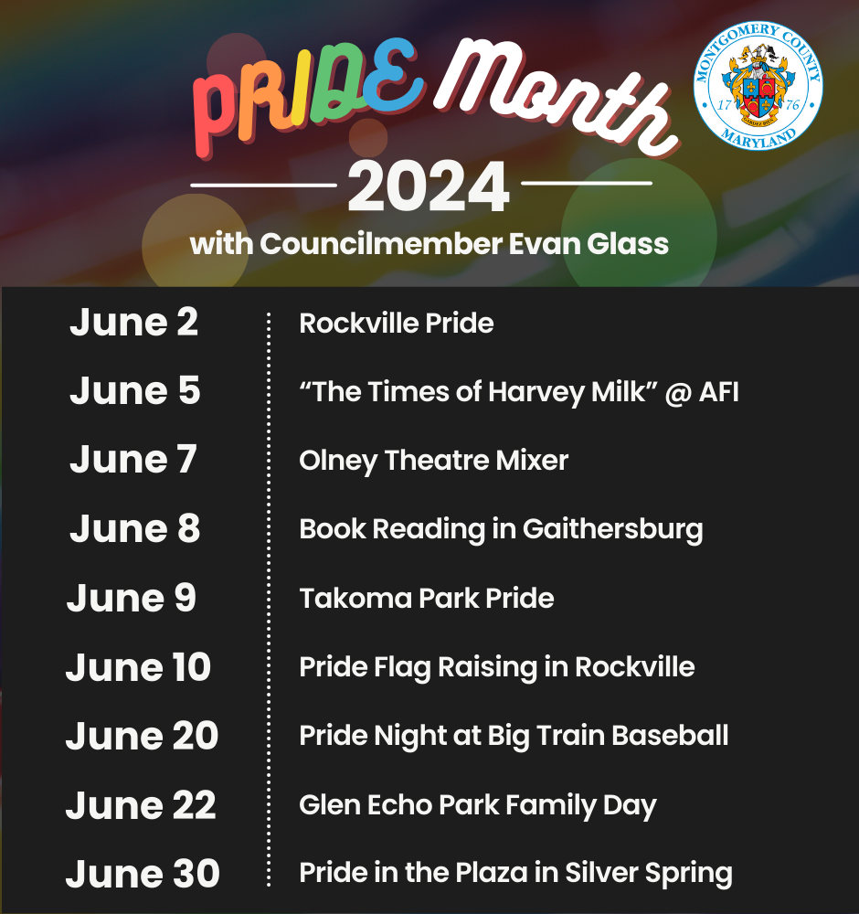 A list of various pride events happening throughout the month of June