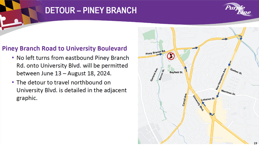 Piney Branch detour