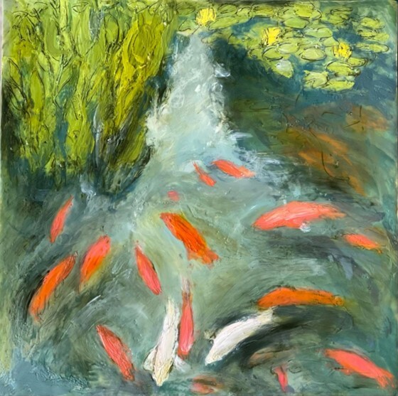 koi pond painting