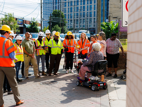 VP Stewart and Comptroller Lierman listen to residents of The Bonifant with Purple Line staff