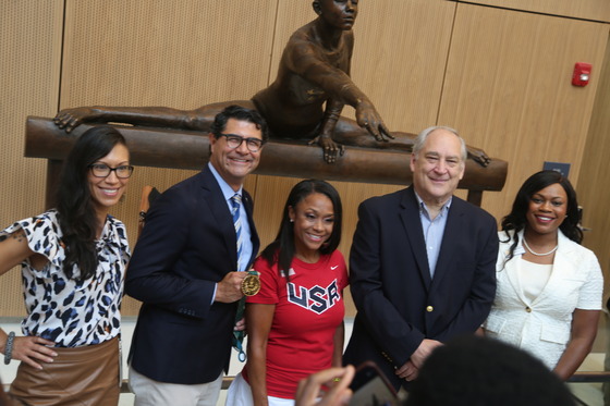 Olympic Gold Medalist Dominique Dawes Celebrated with Unveiling of Sculpture in Silver Spring 