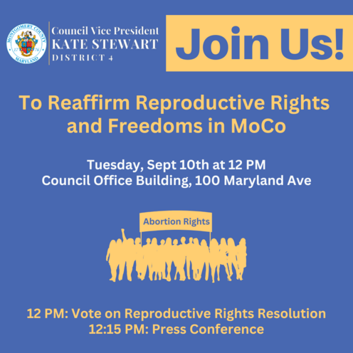 Invite to abortion resolution press conference on 9/10 at 12 PM at the Council Office Building