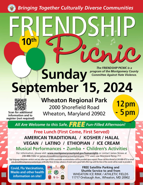 10th Annual Free ‘Friendship Picnic’ to Celebrate Diverse Cultures and Faiths on Sunday, Sept. 15, in Wheaton 