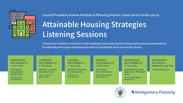 Calendar of Attainable Housing Strategies Listening Sessions