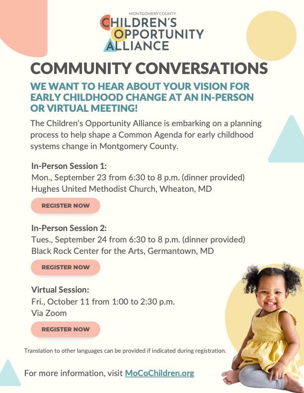 Children's Opportunity Alliance Community Conversations Meeting Flyer