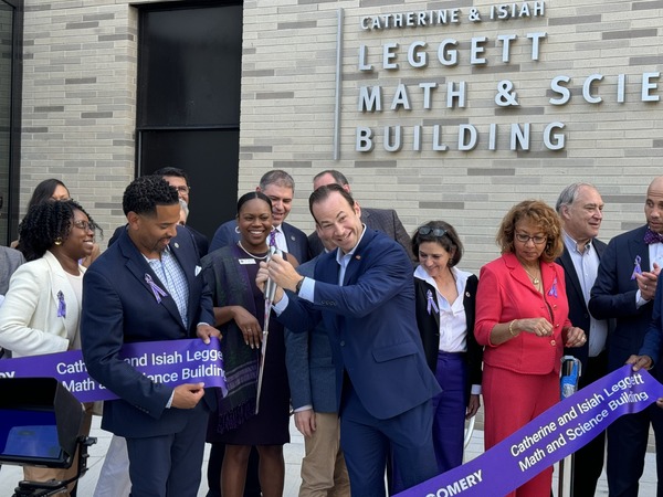 CP Friedson cuts ribbon at the Catherine and Isiah Leggett Building.