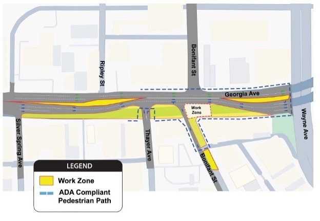 Purple Line Construction Will Lead to Traffic Delays on Georgia Avenue in Silver Spring Through January 